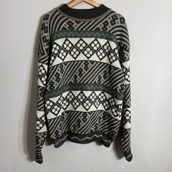 Vintage Geometric Eclectic Grandpa Sweater Pullover Men's Large 90s Retro Comfy - Picture 4 of 12